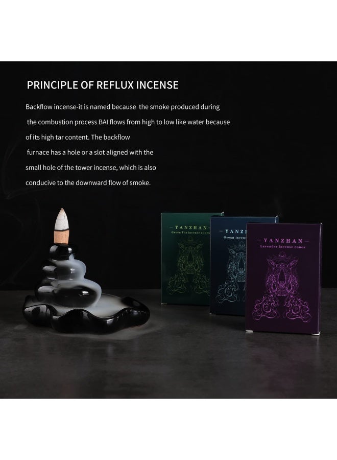 80 Pieces Backflow Incense Cones 8 Mixed Natural Scents Sandalwood Rose Green Tea Lavender Osmanthus Jasmine Ocean Apple Incense Cones - Image 5