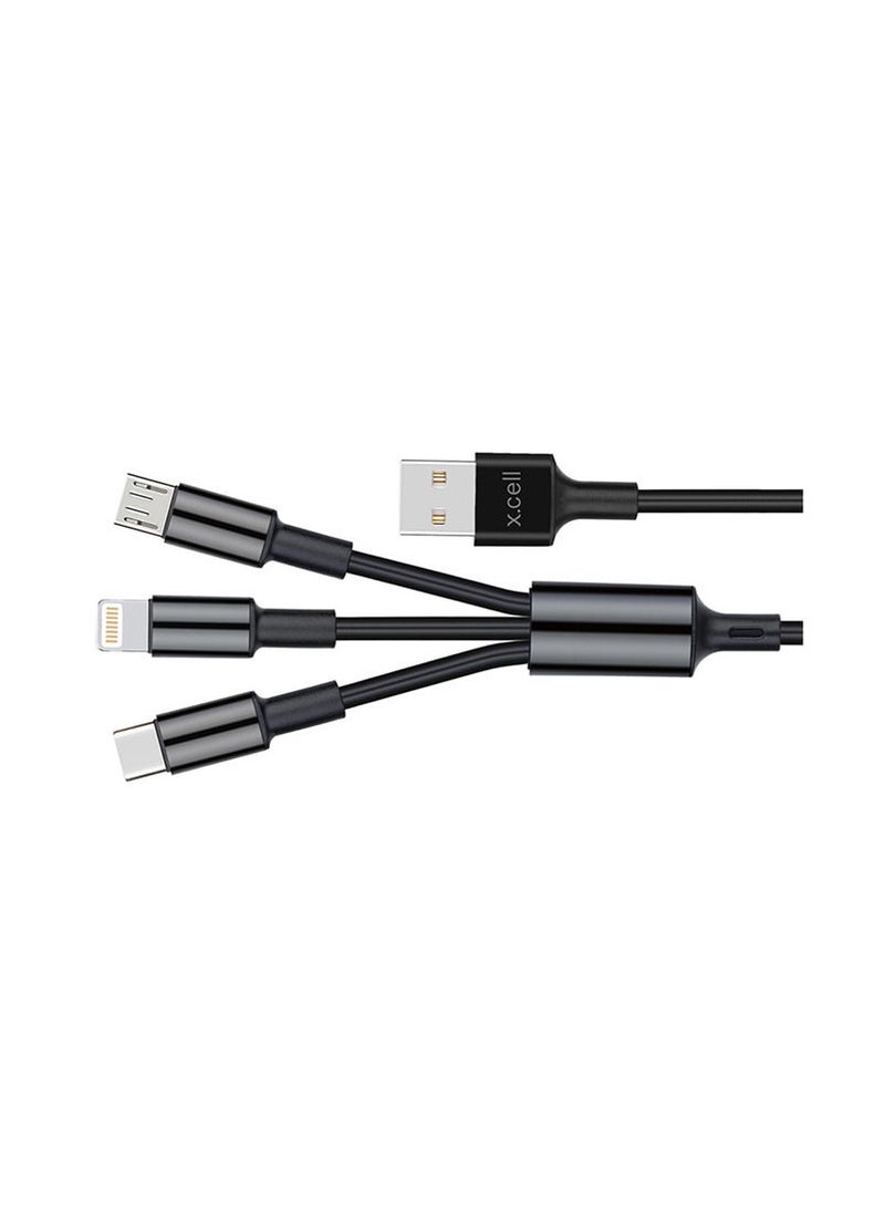 Xcell كابل USB-A إلى Lightning وType-C وMICRO من X.CELL A31 باللون الأسود - Image 3