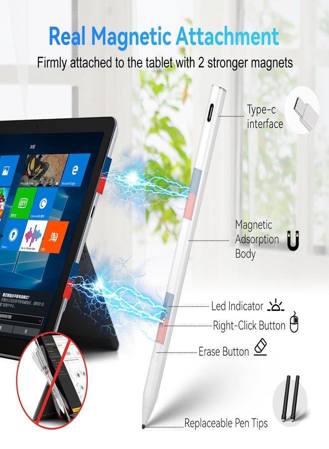 EVACH USI 2.0 Stylus Pen for Chromebooks with Fast Charging, Palm Rejection Stylus Pen for Chromebooks Acer Spin,ASUS Flip,Lenovo Duet/IdeaPad/Flex,Amazon Fire Max 11/Fire HD 10, Google Pixel, White - Image 3