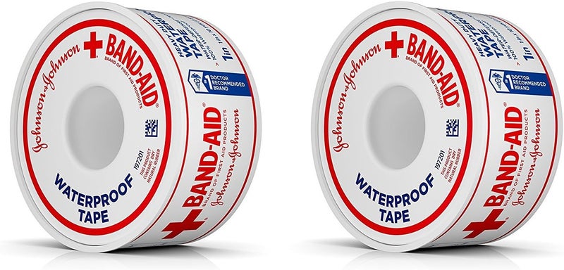 Band-Aid شريط لاصق من جانسن وجانسن للإسعافات الأولية مقاوم للماء - 1 بوصة × 10 ياردات (عبوة من 2) - Image 1