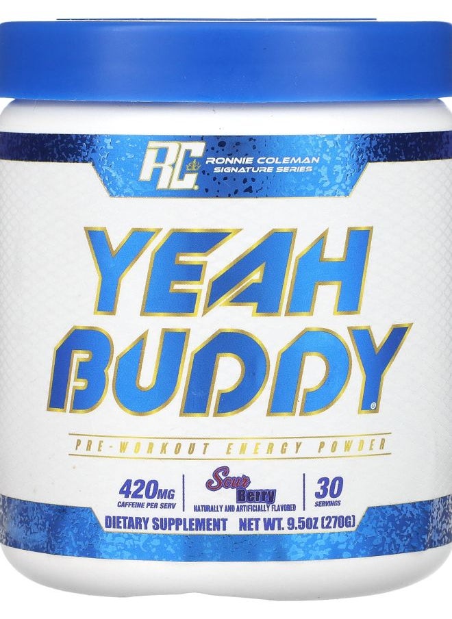 RONNIE COLEMAN Signature Series Yeah Buddy PreWorkout Energy Powder Sour Berry 9.5 oz (270 g) 