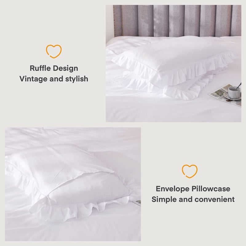 Andency White King Size Comforter Set, 3 Pieces Solid Farmhouse Shabby Chic Bedding Comforters & Sets, All Season Western Rustic Soft Down Alternative Bed Set for Adult Men Women - Image 5