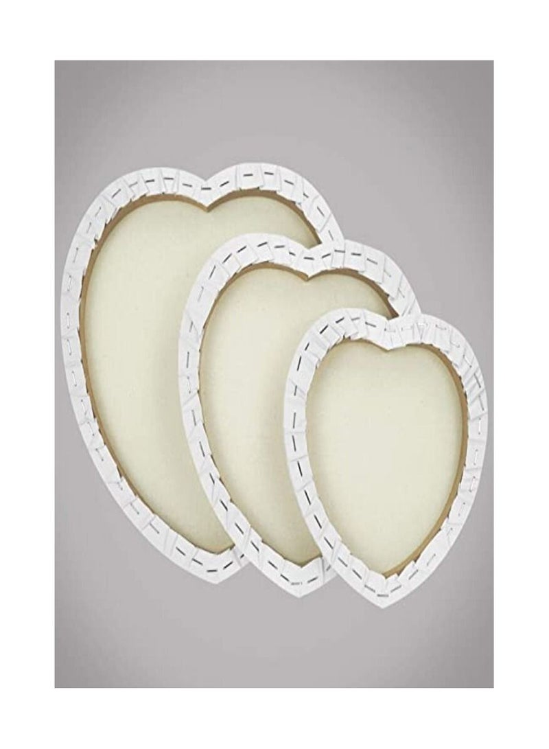 فينيكس 6 قطع قماشية مشدودة على شكل قلب من PHOENIX - 8، 10، 12 بوصة القطر (2 لكل منهما) - 100% قطن، 100 أوقية لوحة قماشية فنية خالية من الحمض بيضاء جاهزة للزيت والأكريليك، فن الصب والديكور - Image 3