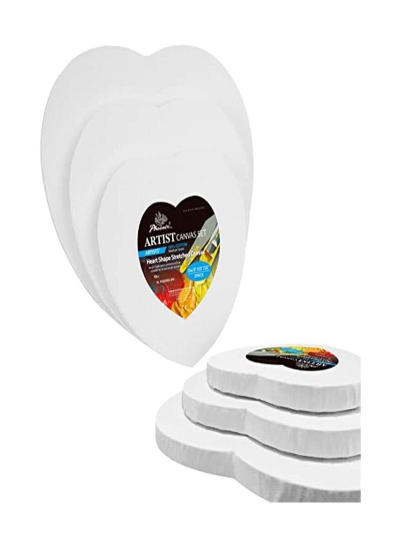 فينيكس 6 قطع قماشية مشدودة على شكل قلب من PHOENIX - 8، 10، 12 بوصة القطر (2 لكل منهما) - 100% قطن، 100 أوقية لوحة قماشية فنية خالية من الحمض بيضاء جاهزة للزيت والأكريليك، فن الصب والديكور - Image 1