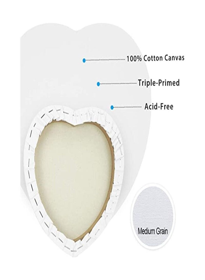 فينيكس 6 قطع قماشية مشدودة على شكل قلب من PHOENIX - 8، 10، 12 بوصة القطر (2 لكل منهما) - 100% قطن، 100 أوقية لوحة قماشية فنية خالية من الحمض بيضاء جاهزة للزيت والأكريليك، فن الصب والديكور - Image 2