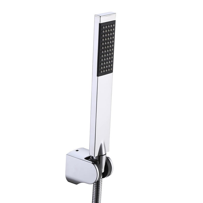 KES Brass Shower Head Hand-Held Shower Wand Handheld Shower Head with 1.5-Meter Long Hose Square Style Handheld Shower Holder for Bathroom Showering System Contemporary Polished Chrome, LP135-CH - Image 1