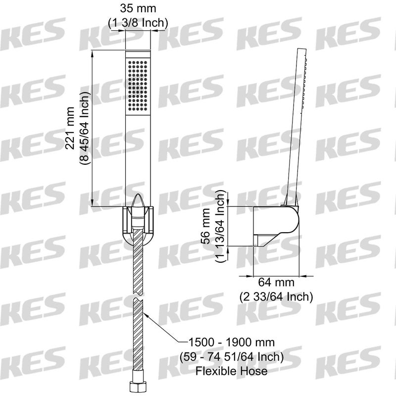 KES Brass Shower Head Hand-Held Shower Wand Handheld Shower Head with 1.5-Meter Long Hose Square Style Handheld Shower Holder for Bathroom Showering System Contemporary Polished Chrome, LP135-CH - Image 2