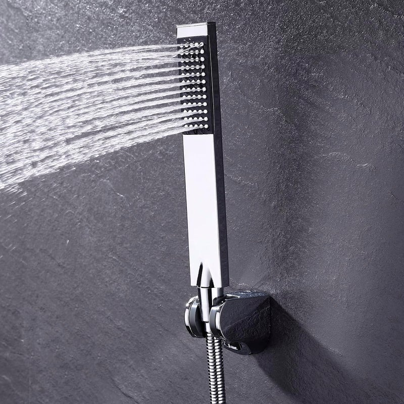 KES Brass Shower Head Hand-Held Shower Wand Handheld Shower Head with 1.5-Meter Long Hose Square Style Handheld Shower Holder for Bathroom Showering System Contemporary Polished Chrome, LP135-CH - Image 3