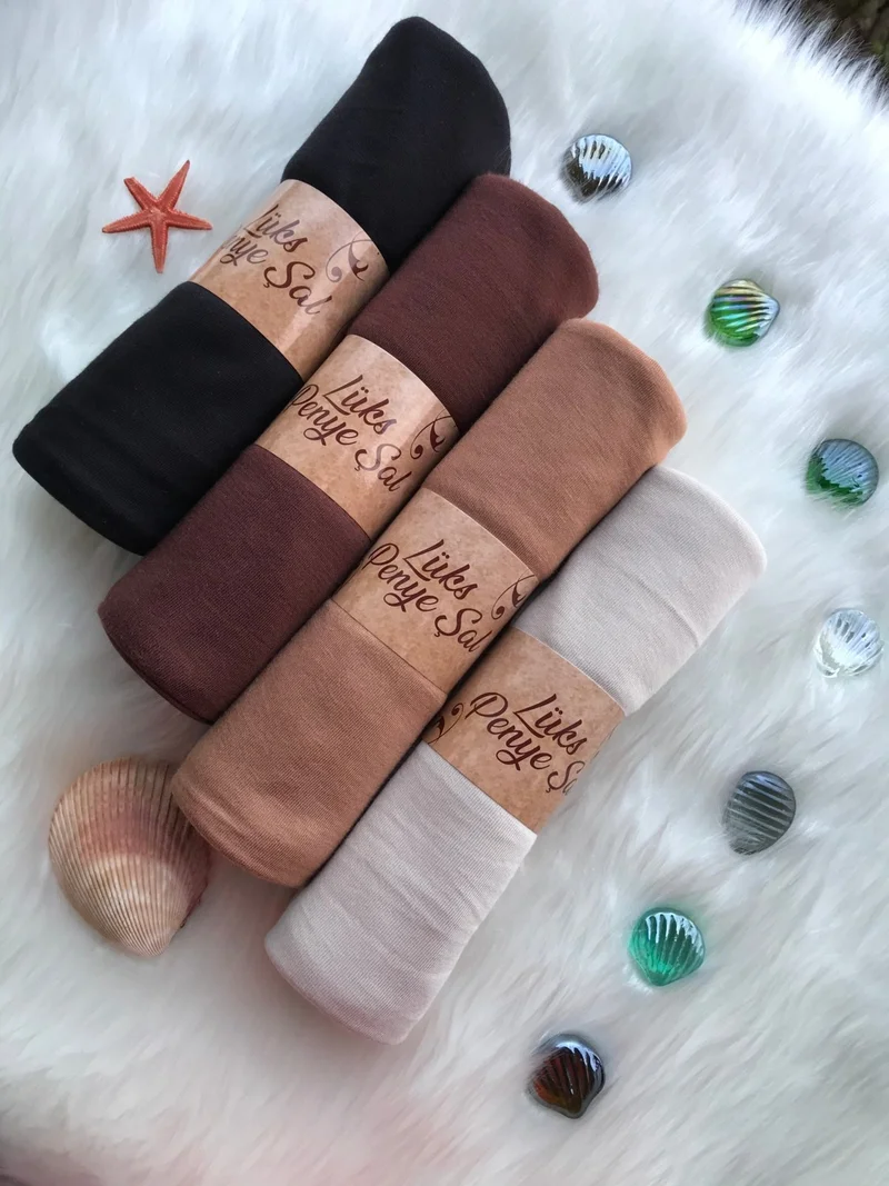 Naciye Sultan Hijab Combed Cotton Shawl Set of 4 (Black - Chocolate - Camel - Stone)