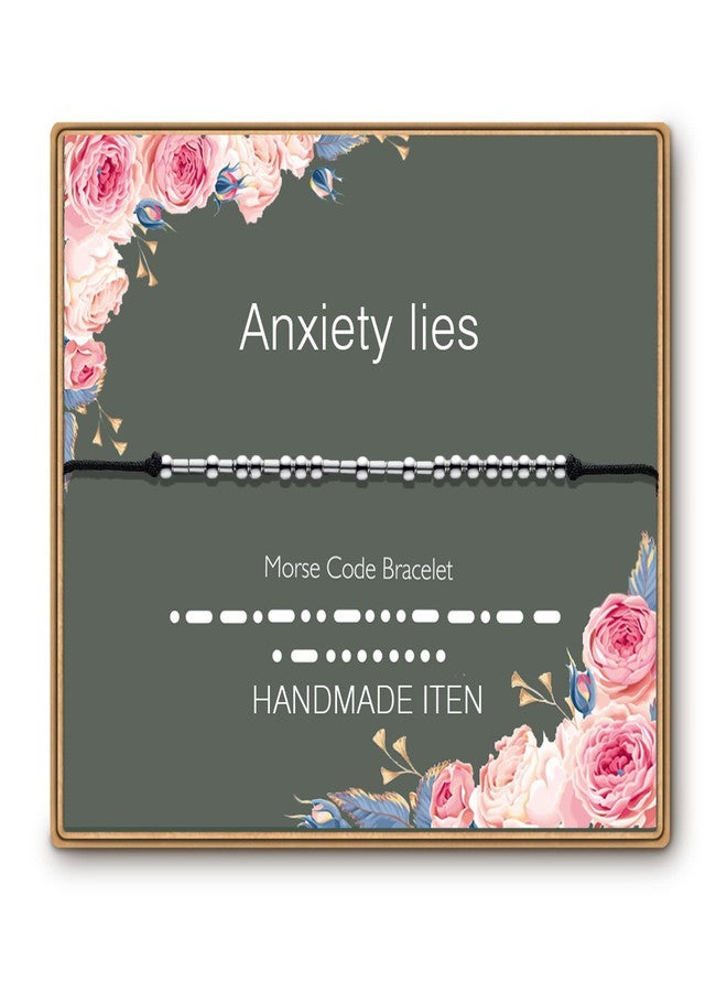 ASELFAD Anxiety Lies Morse Code Bracelet Inspirational Gifts for Women Her Girl Encouragement Gifts for Daughter Sister Friend Jewelry