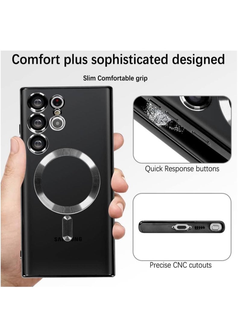 Magnetic Clear Case for Samsung Galaxy S23 Ultra with Camera Lens Protector Magsafe Compatible Electroplated Soft TPU Shockproof Anti-Scratch Phone Case  - Image 5