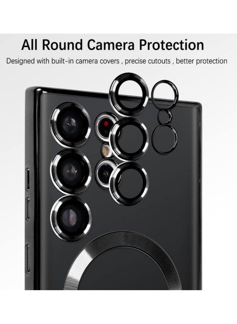 Magnetic Clear Case for Samsung Galaxy S23 Ultra with Camera Lens Protector Magsafe Compatible Electroplated Soft TPU Shockproof Anti-Scratch Phone Case  - Image 2