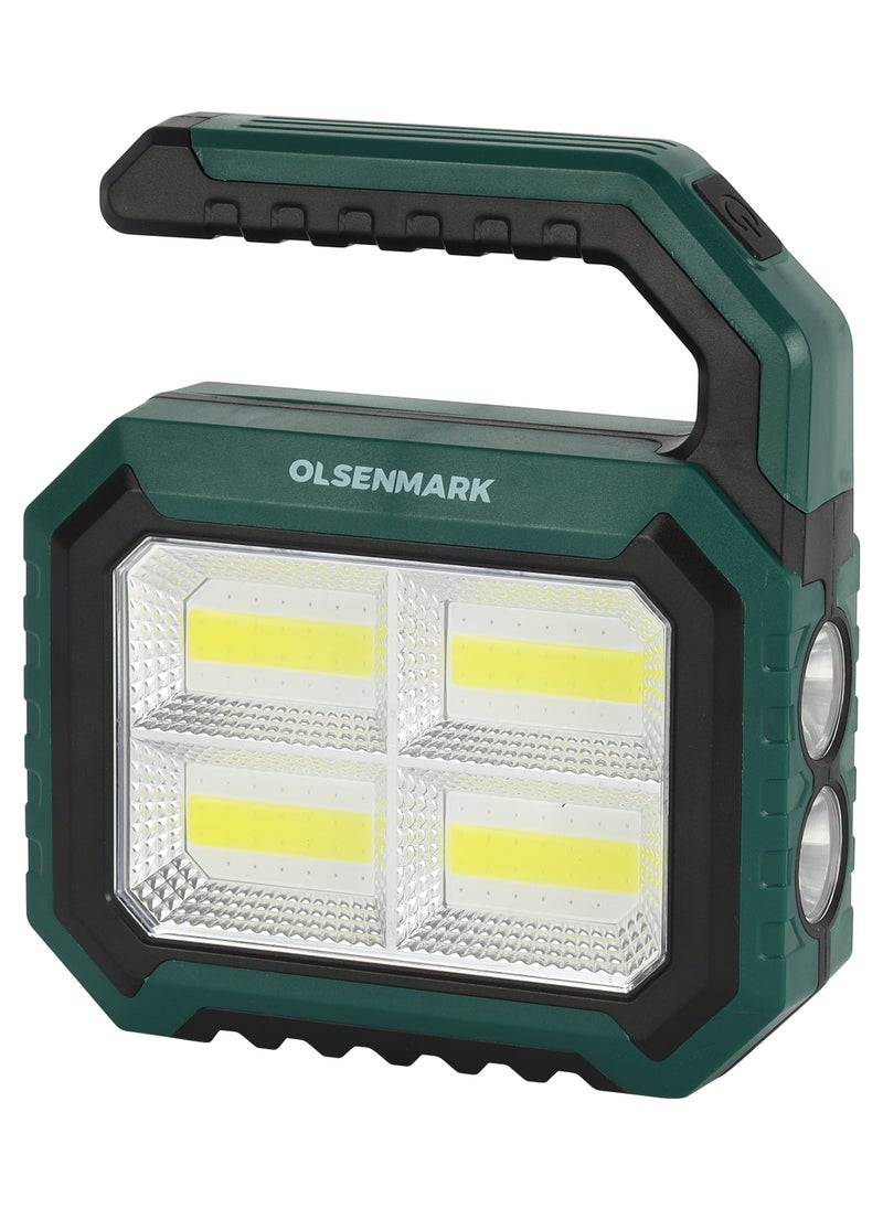 Olsenmark - Olsenmark COB LED Light with Solar- OME2840, Advanced Technology, Efficient Performance, Convenient Charging and Double Flashlight Design, 9 Hours Continuous Working - Image 1