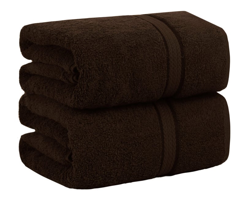COTTON CRAFT Ultra Soft Bath Sheets - 2 Pack - 35 x 70 - Absorbent Quick Dry Everyday Luxury Hotel Bathroom Spa Gym Shower Beach Pool Travel Dorm - 100% Cotton - 580 GSM - Easy Care - Chocolate Brown - Image 1