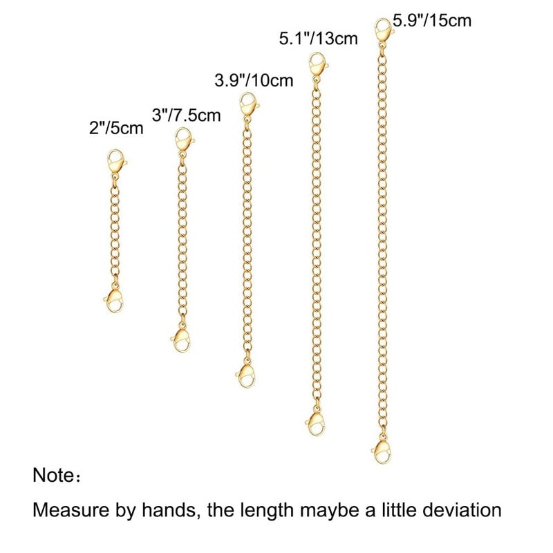 KLSZ 5Pcs Gold Stainless Steel Necklace Extender Chain Necklace Extenders for Bracelet Anklet Stainless Steel Chain Extenders for Jewelry Making (2in 3in 4in 5in 6in) - Image 5