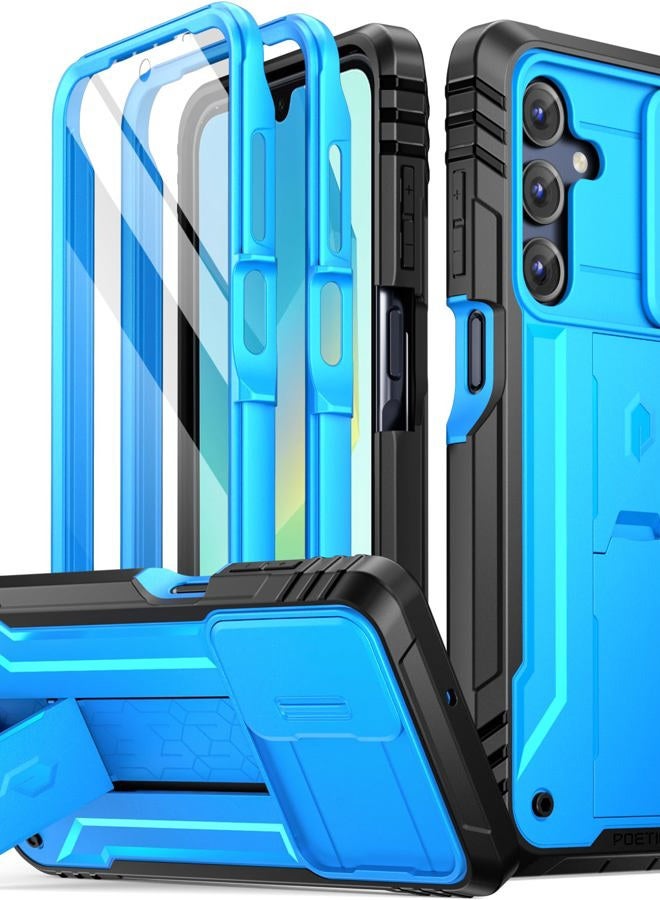 POETIC Revolution Case for Samsung Galaxy A16 5G/4G, [Sliding Camera Cover], 20 Feet Military Grade Drop Test, Full Body Shockproof Case with Kickstand and Built-in Screen Protector, Light Blue - Image 1