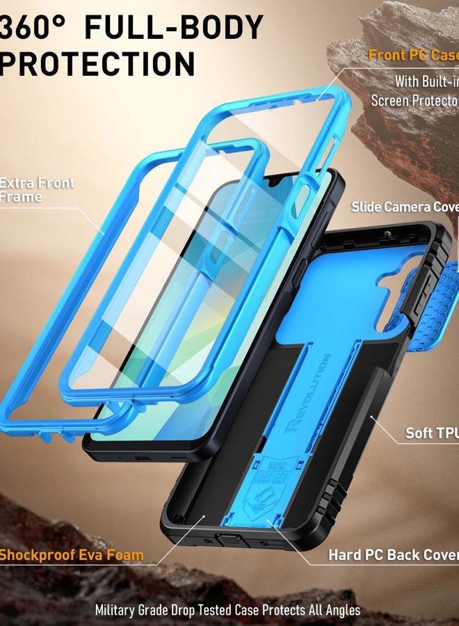 POETIC Revolution Case for Samsung Galaxy A16 5G/4G, [Sliding Camera Cover], 20 Feet Military Grade Drop Test, Full Body Shockproof Case with Kickstand and Built-in Screen Protector, Light Blue - Image 3