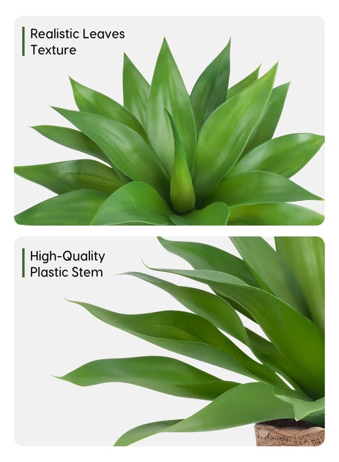 Velener Fake Agave with Rattan Pot, Artificial Plant Outdoor Agave - Fake Sucuulents Plants for Indoor and Outdoor Decor(15 Inch) - Image 4