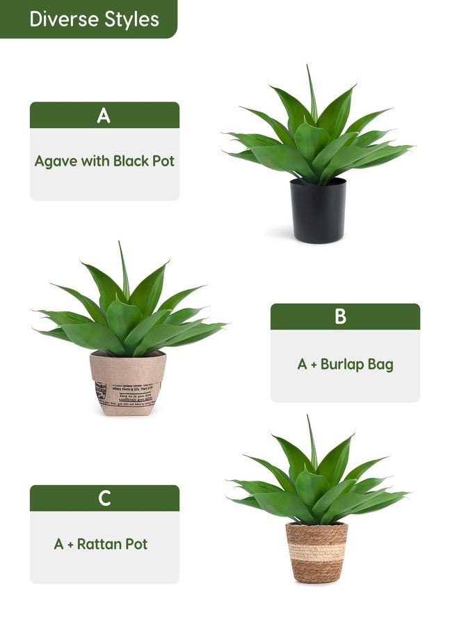 Velener Fake Agave with Rattan Pot, Artificial Plant Outdoor Agave - Fake Sucuulents Plants for Indoor and Outdoor Decor(15 Inch) - Image 3