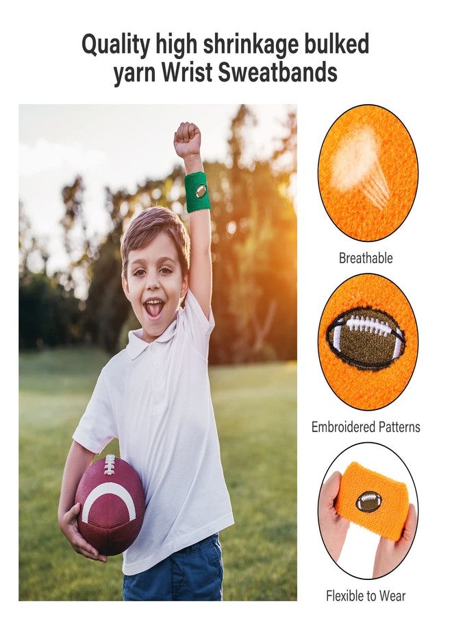 Zomiboo 24 Pieces Kids Sports Wristbands 6 Colors Football Sports Party Favor Colorful Wrist Sweatbands Cloth Wristbands for Birthday Party Sports Party - Image 3