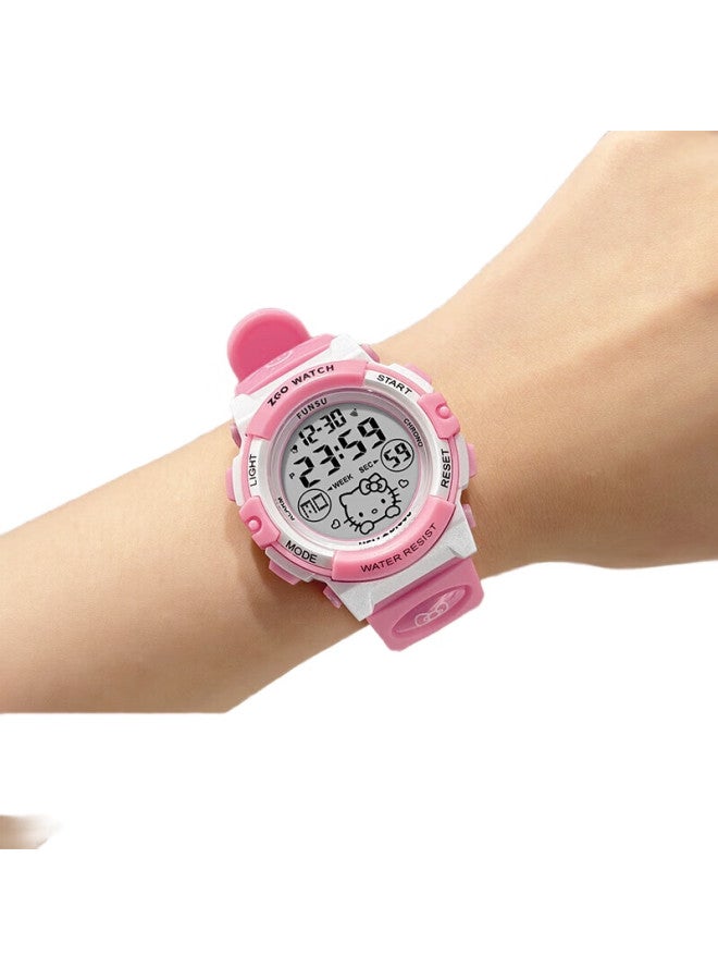 Hello Kitty ساعة هالو كيتي للأطفال للبنات، طلاب المدارس الابتدائية، مقاومة للماء، مضيئة، ساعة معصم إلكترونية لطيفة، هدية، 3052 هالو كيتي - Image 2