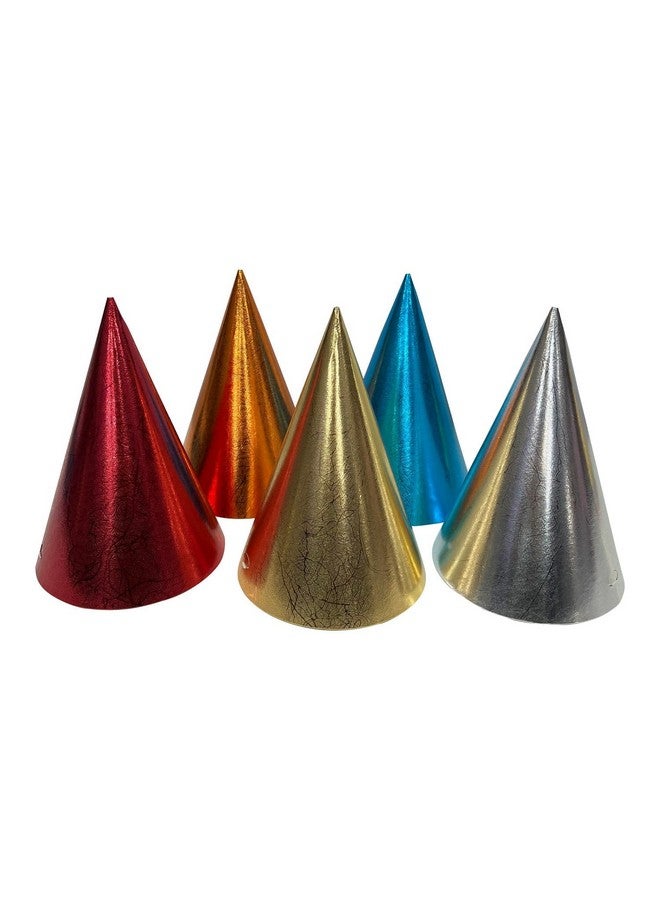 TRIACE Party Hats Pack of 20. 5 Colours in Textured Foil. PRE ASSEMBLED. Perfect for Birthday Parties. TR 232 - Image 1