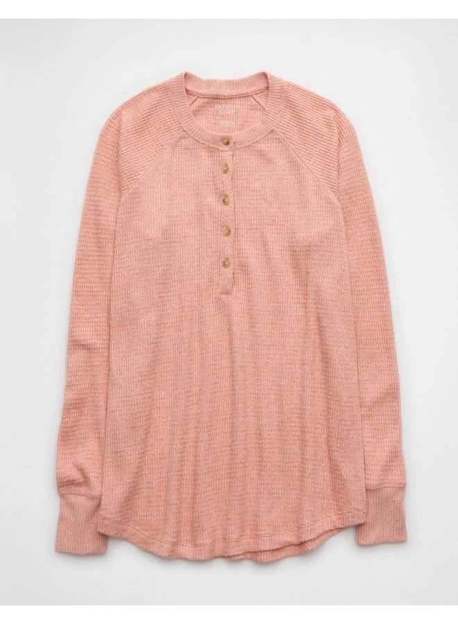 American Eagle AE Long-Sleeve Plush Henley T-Shirt