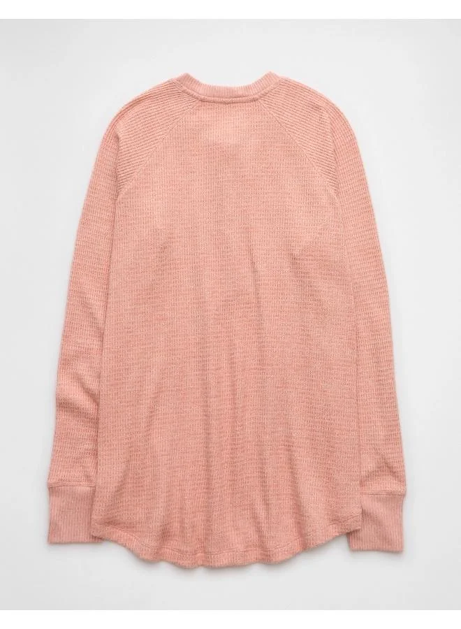 American Eagle AE Long-Sleeve Plush Henley T-Shirt
