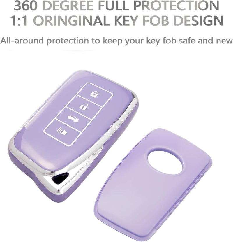OFFCURVE for Lexus Key Fob Cover Key Case Shell Compatible with Lexus RX ES GS is LS RS NX GX LX RC LC Smart Key Car Accessories TPU Full Protector for Car Key Remote Key Holder, Purple - Image 3