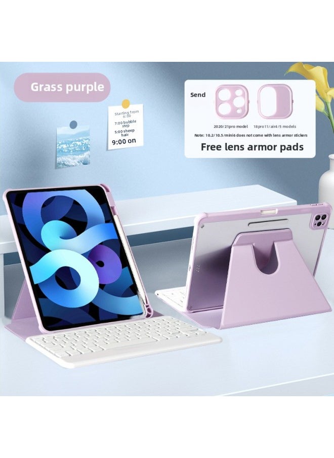 Generic IPadAir2024360 Rotating Keyboard Protective Cover Pro2022 Vertical Screen AIr54 Separation 2018 Suitable-Color:Grass Purple [single Holster]]-Applicable Model:iPad Air6 11-inch (2024)  - Image 1