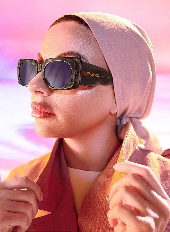 30 سندايز نظارات شمسية بيبير للنساء مستطيلة بحماية من الأشعة فوق البنفسجية  رمادي بنفسجي