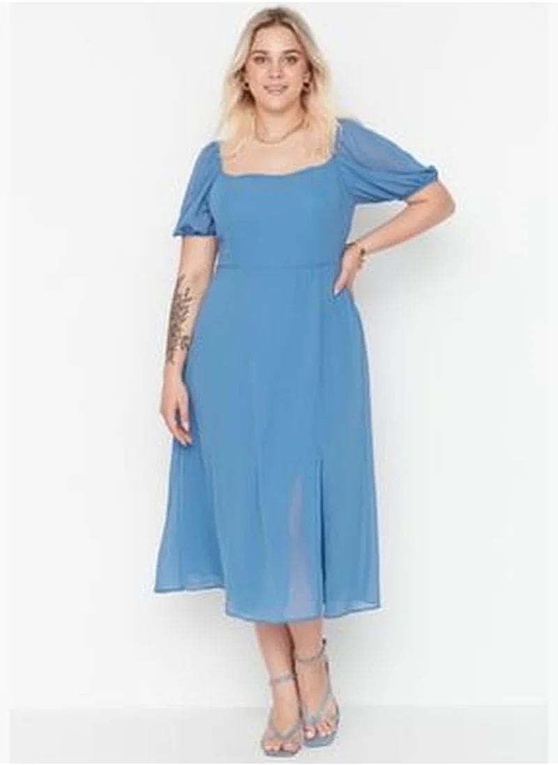 trendyol Blue Woven Dress with a Slit TBBSS22AH0012