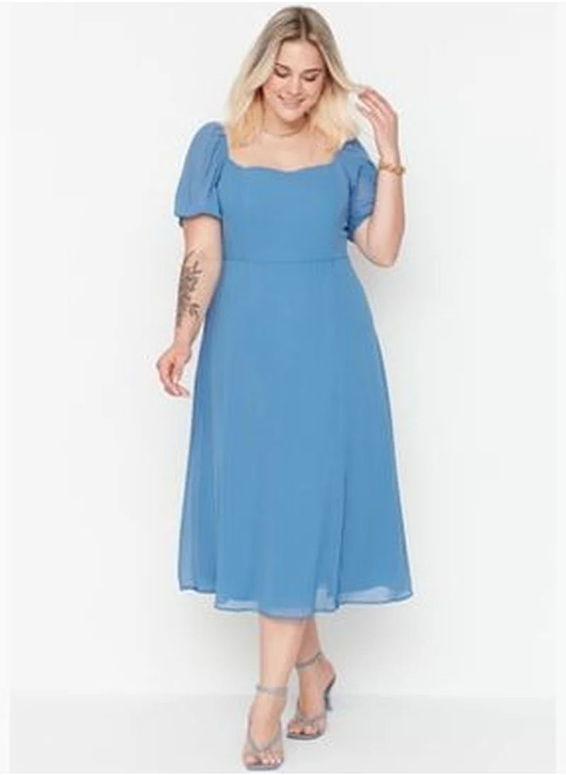 trendyol Blue Woven Dress with a Slit TBBSS22AH0012