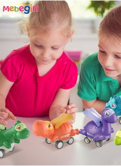 MEBEGIN 5 PCS Dinosaur Vehicle Playsets with Rotated Head, Press on Go Dinosaur Monster Car Toys, Multifunctional Safe Plastic Dinosaur Car Toys, Push to Slide, No Batteries, Great Gift for Kids  - Image 3