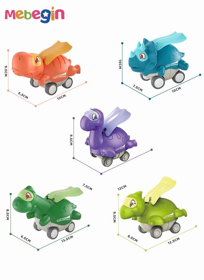 MEBEGIN 5 PCS Dinosaur Vehicle Playsets with Rotated Head, Press on Go Dinosaur Monster Car Toys, Multifunctional Safe Plastic Dinosaur Car Toys, Push to Slide, No Batteries, Great Gift for Kids  - Image 4