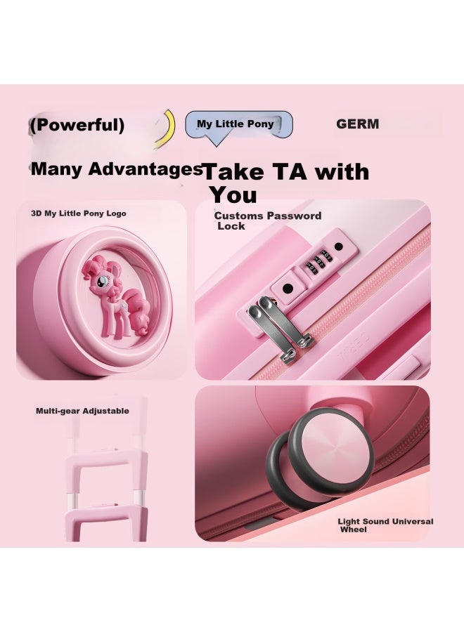 Germ My Little Pony Official Children's Luggage, Girl's Carry-on Suitcase, Baby Travel Case, Cute Trolley Suitcase, Biji Pink - Image 2