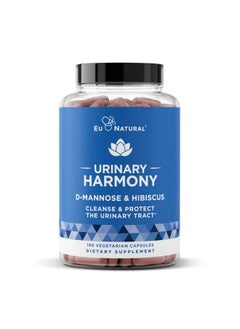 Urinary Harmony D-Mannose Supplement - Urinary Tract Health for Women - Potent Clinical-Strength Formula with D-Mannose and Hibiscus Cleanses and Flushes the Urinary System - 180 Fast-Acting Capsules
