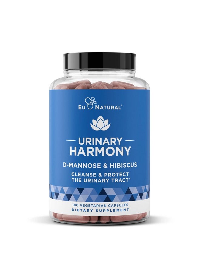 Eu Natural Urinary Harmony D-Mannose Supplement - Urinary Tract Health for Women - Potent Clinical-Strength Formula with D-Mannose and Hibiscus Cleanses and Flushes the Urinary System - 180 Fast-Acting Capsules  - Image 1