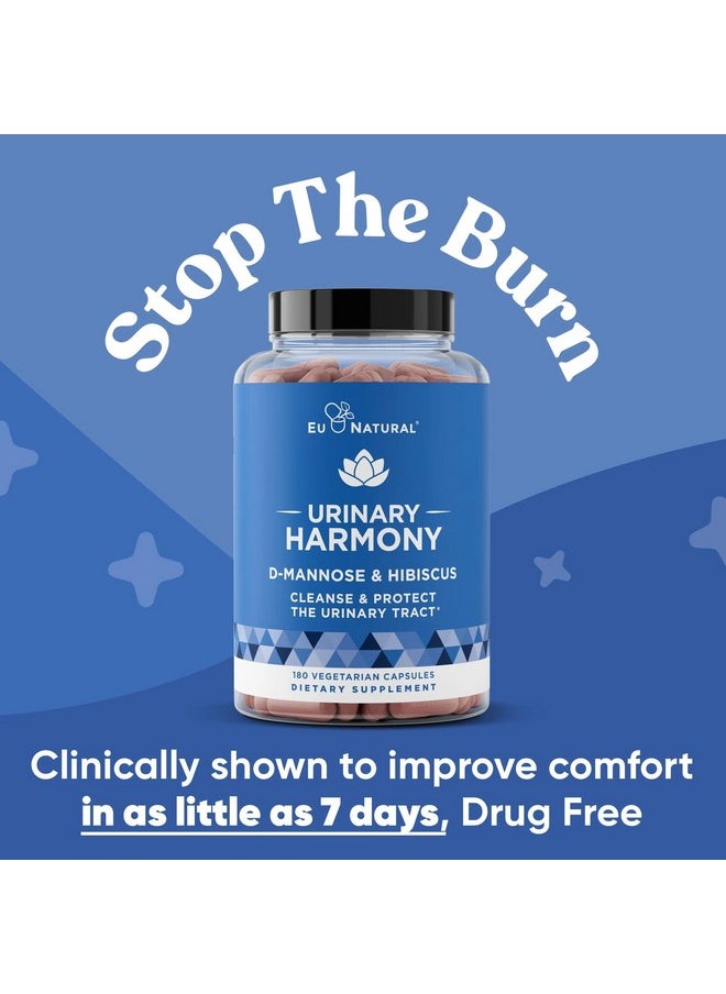 Eu Natural Urinary Harmony D-Mannose Supplement - Urinary Tract Health for Women - Potent Clinical-Strength Formula with D-Mannose and Hibiscus Cleanses and Flushes the Urinary System - 180 Fast-Acting Capsules  - Image 2
