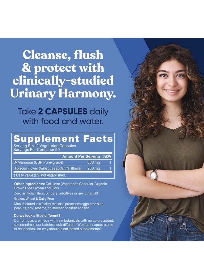 Eu Natural Urinary Harmony D-Mannose Supplement - Urinary Tract Health for Women - Potent Clinical-Strength Formula with D-Mannose and Hibiscus Cleanses and Flushes the Urinary System - 180 Fast-Acting Capsules  - Image 5