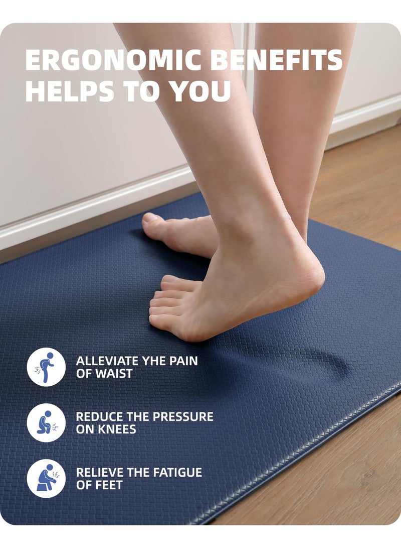 Next Vogue Ours To Yours Cushioned Anti-Fatigue, 2 Piece Set, Kitchen Mat, Non Skid Waterproof Comfort Standing Kitchen Mats 120cmx44cm and 75cmx44cm (Blue, 120cmx44cm) - Image 2