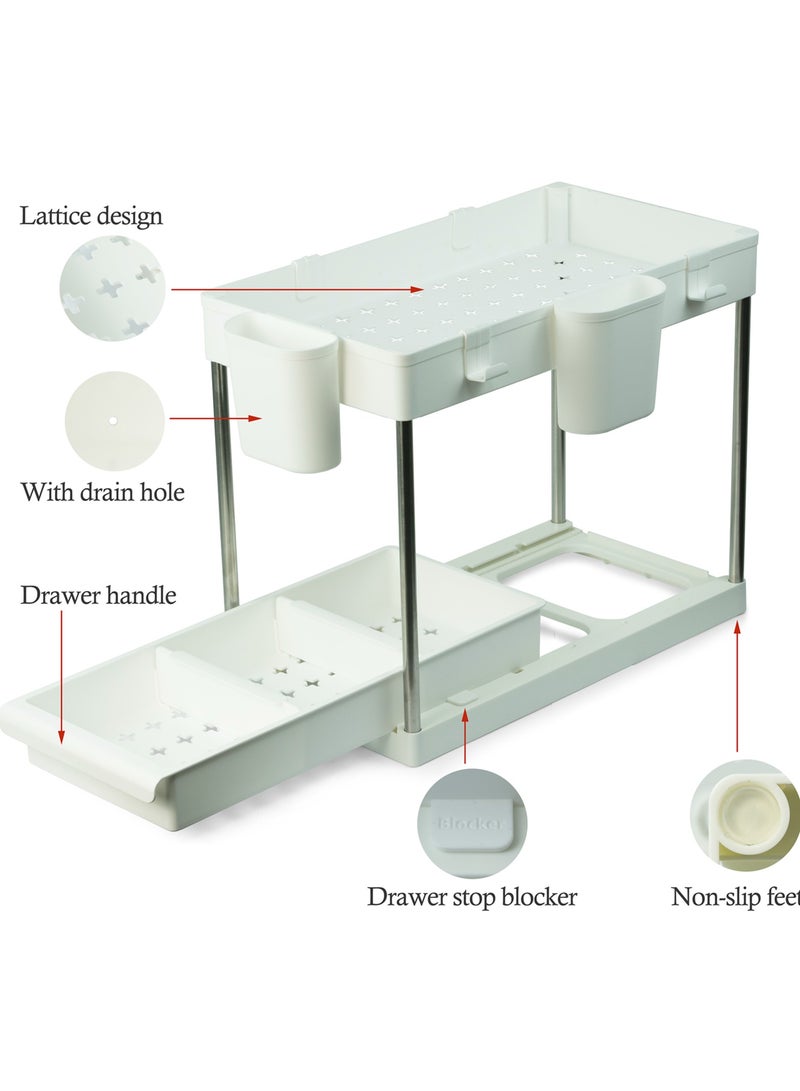 منظم تحت الحوض – رف تخزين للمطبخ والحمام مع رفين - Image 3