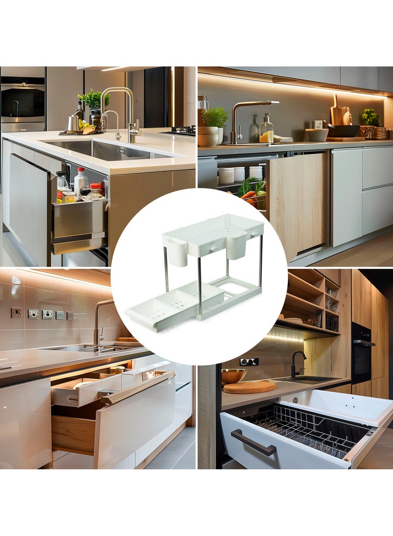 منظم تحت الحوض – رف تخزين للمطبخ والحمام مع رفين - Image 5