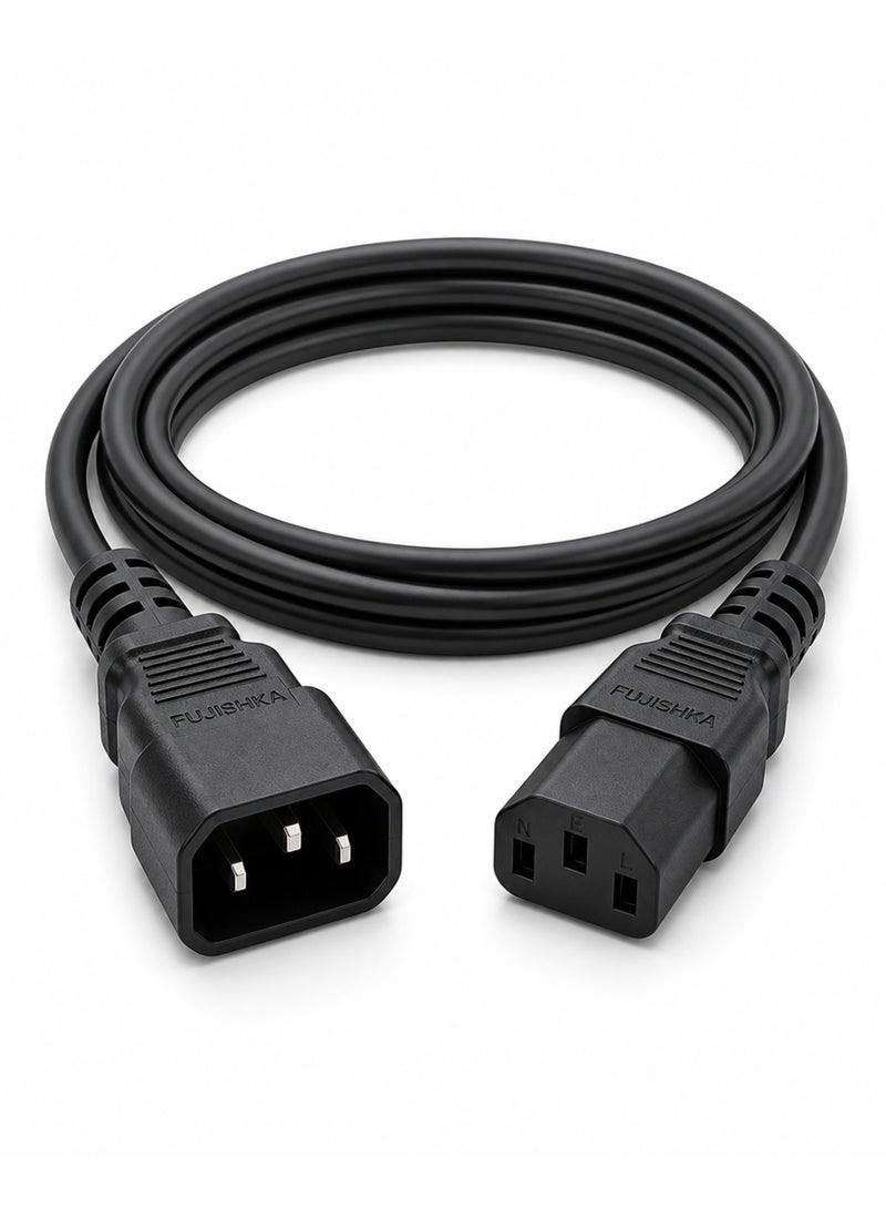 FUJISHKA Pro C13 to C14 Power Cable 1.8m | Stable, Secure Power for PC, UPS & Server - Image 1