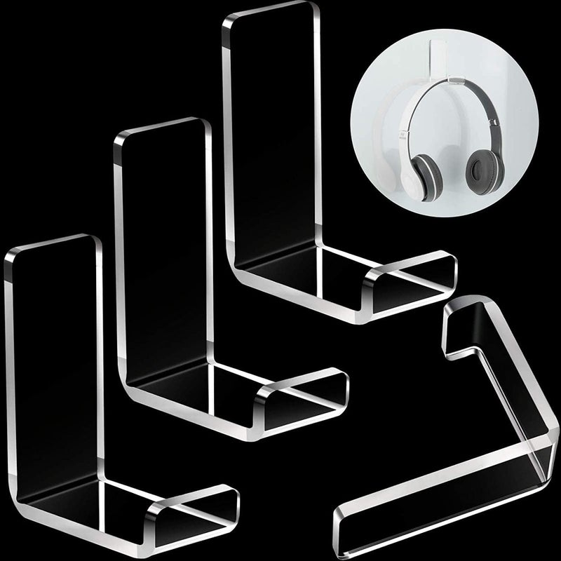 Anistuff Headphone Hanger Headphone Hook Headset Holders Headphone Wall Mount with Adhesive Tape Headset Acrylic Holder Mount for Purpose Game Headphones Set of 4 Pcs - Image 1