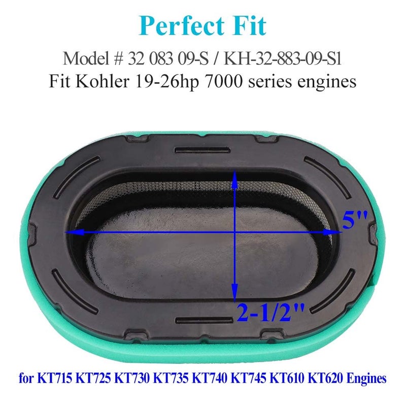 HOODELL KH-32-883-09-S1 Air Filter Fit Kohler KT745 KT740 KT735 KT730 KT725 KT715 Engine Cub Cadet XT1 XT2 Lawn Mower, Premium 32 083 09-S Air Filter - Image 3