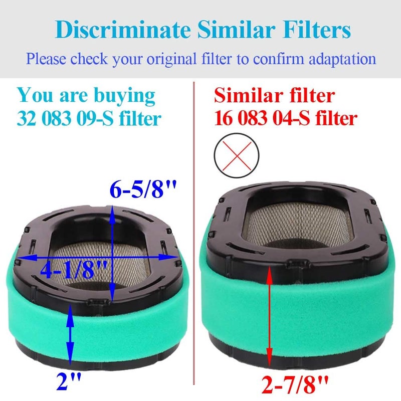 HOODELL KH-32-883-09-S1 Air Filter Fit Kohler KT745 KT740 KT735 KT730 KT725 KT715 Engine Cub Cadet XT1 XT2 Lawn Mower, Premium 32 083 09-S Air Filter - Image 2