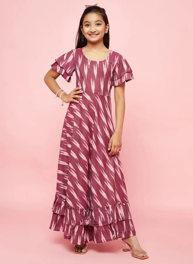 أيه كيه إس Burgundy A-Line Dress for Girls