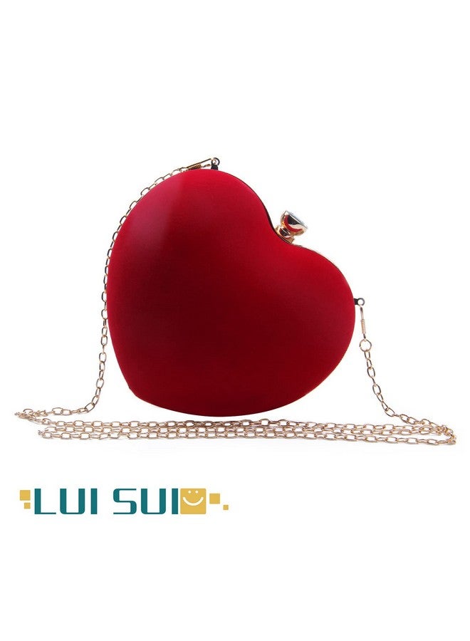 LUI SUI حقيبة قلب نسائية لحفلات الزفاف والسهرات، حقيبة كلاتش صغيرة على شكل قلب، حقيبة يد لحفلات الكوكتيل والتخرج - Image 2