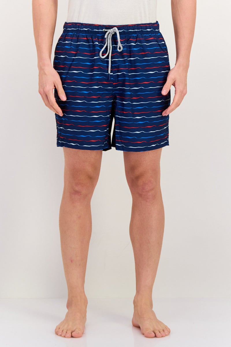 Rainforest Men Drawstring Stripe Pull On Board Shorts, Multicolor - Image 1